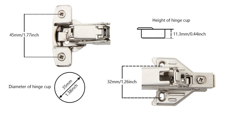 Silverline Lazy Susan Corner Hinge Clip On 165 Angle Cabinet Hardware with Face Frame Base Plate 1 Pair - Image 4